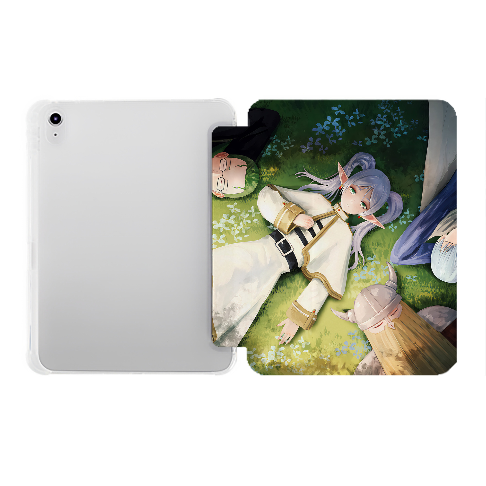（画像用） 葬送のフリーレン Frieren IPad ケース ペン収納付き 三つ折りスタンド PUレザー×シリコン 対応機種9.5/10.5/10.9インチ